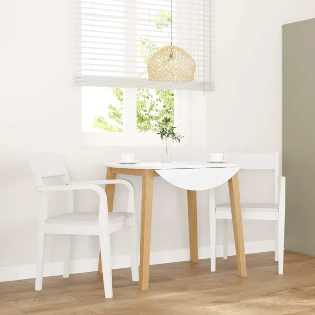 vidaXL Eetkamerstoelen 2 st massief hout rubber wit, foto 2