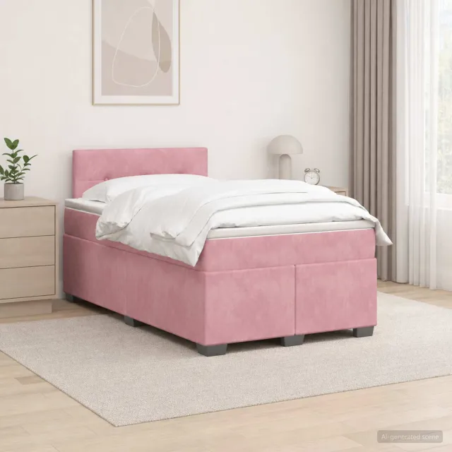 vidaXL Boxspringbed met matras Roze 120 x 200 cm Fluweel