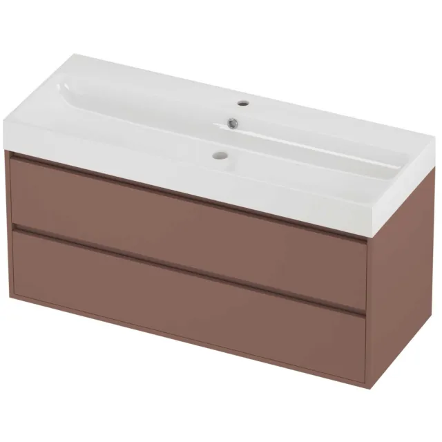 Proline Podium Badmeubelset Polystone Loft 1 Gat 120x46x62 cm Glans Wit Beauty Blush Rosé Goud