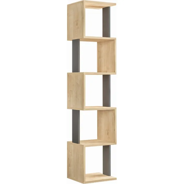 Hocus Picus Boekenkast 6 Planken - Eiken/Antraciet - 35x30x161 cm Eiken - Antraciet