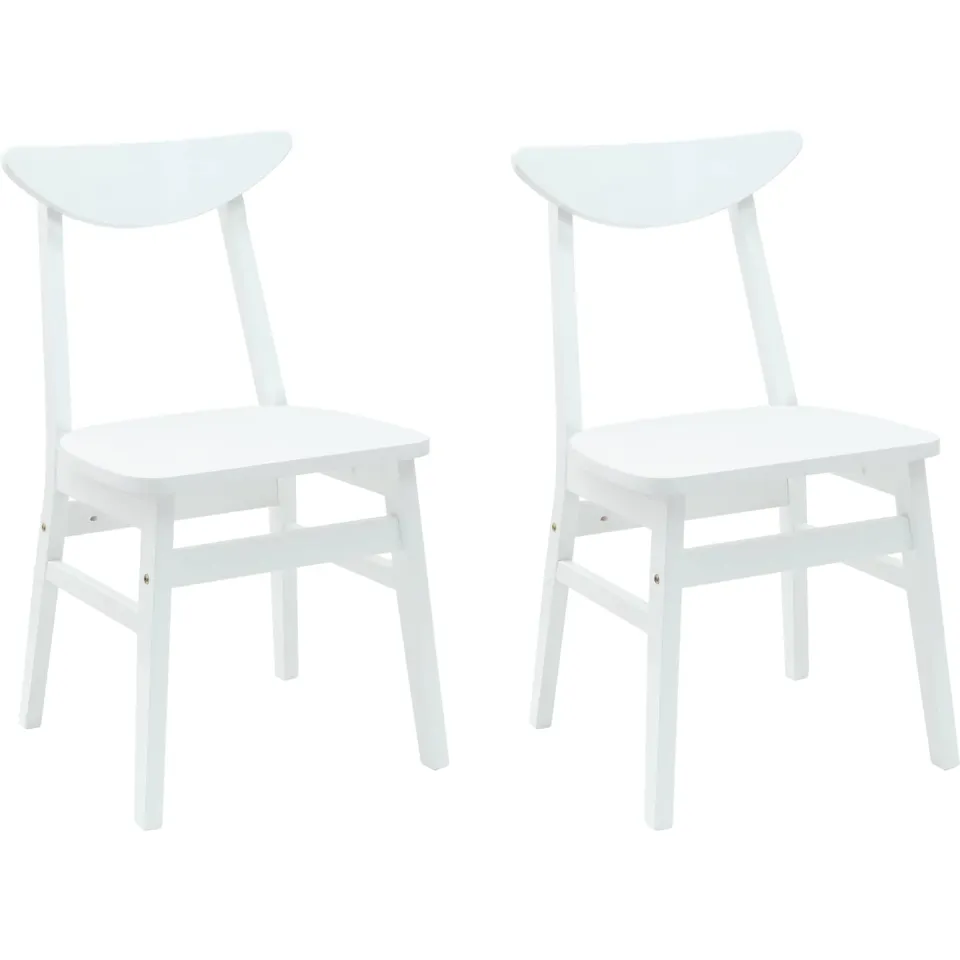vidaXL Eettafelstoelen 2 st Massief Rubberhout Wit 42 x 47.5 x 81 cm
