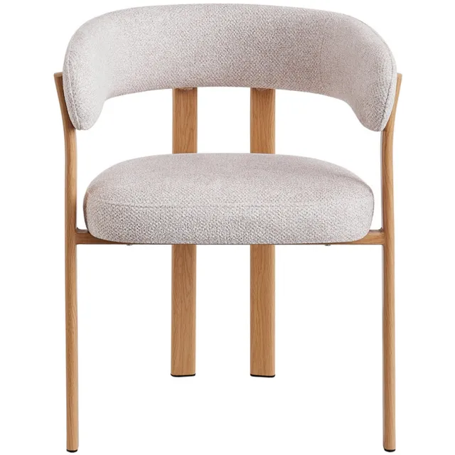 Rousseau Julia - Eetkamerstoel met armleuningen - Naturel - Stof Fabb Leo 23 - Beige - per stuk