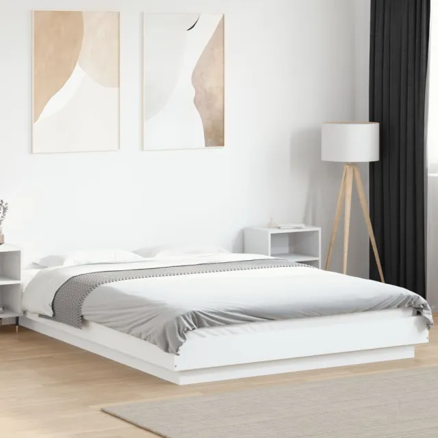 vidaXL Bedframe met LED-verlichting bewerkt hout wit 120x200 cm