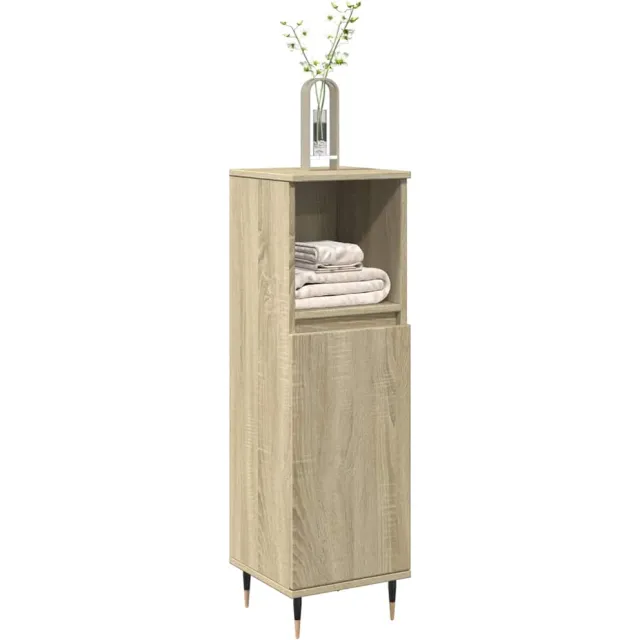 vidaXL Badkamerkast 30x30x100 cm bewerkt hout sonoma eikenkleurig Bruin