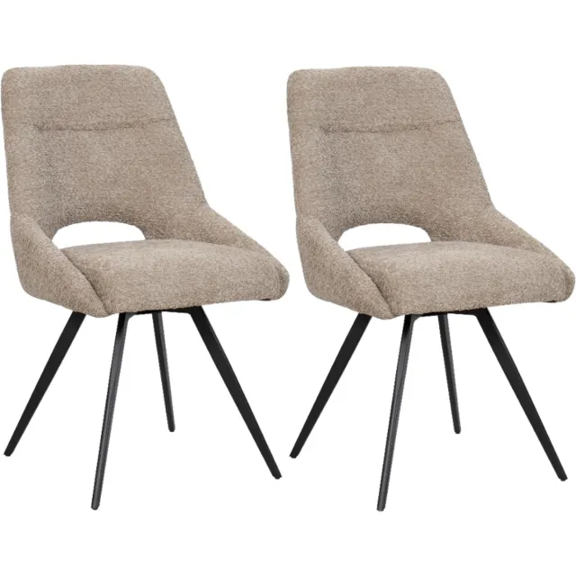 BukkitBow Eetkamerstoel / Keukenstoel - Geschikt als Make-up Stoel - Chenille & Metalen Onderstel - Chenille Stof - Taupe - 2 Stuks