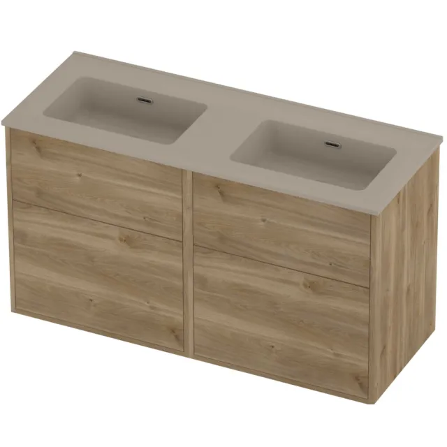 Proline Tribute Badmeubelset Porselein Elegant Zonder Gat 120x46x67 cm Mat Crème Cotton Cider Oak Eiken