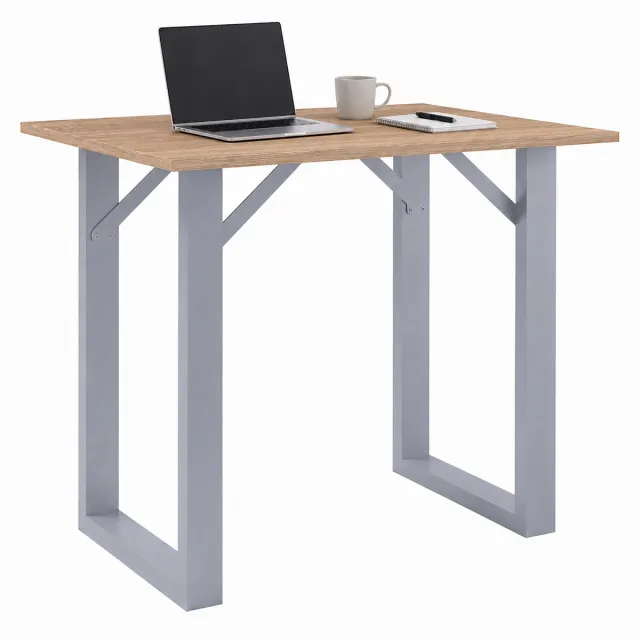 Vcm Bartisch 110x80 cm, Tresen, Stehtisch, hoher Tisch, Bartresen, Hochtisch - Xona Silber / Sonoma-Eiche