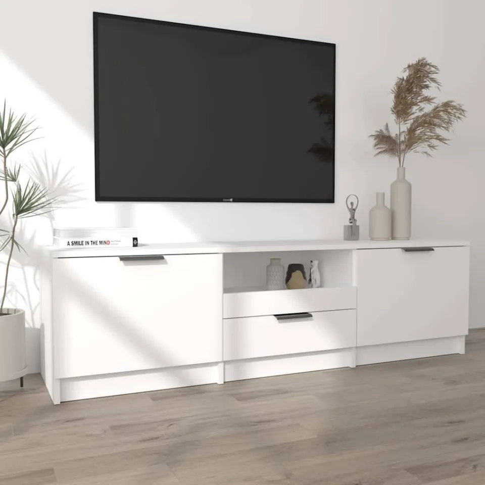 vidaXL Tv-meubel wit 140x35x40 cm bewerkt hout, foto 3