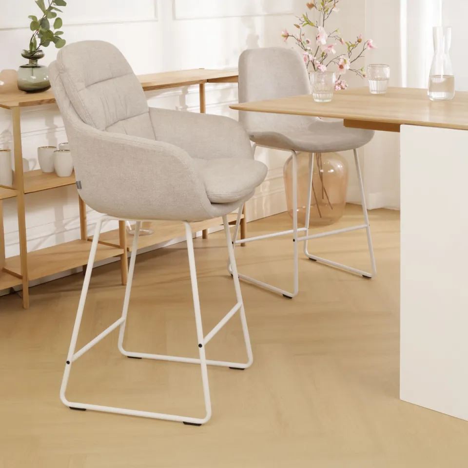 Nolon Nino-Mia barkruk beige - wit onderstel - 65 cm, foto 2