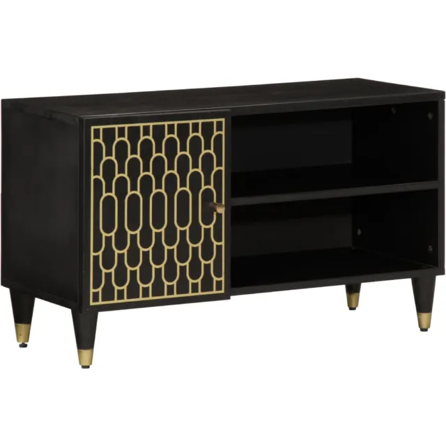 vidaXL Tv-meubel 80x31,5x46 cm massief mangohout Zwart