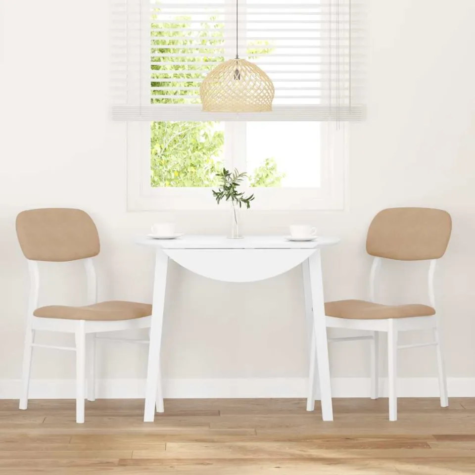 vidaXL Eetkamerstoelen met kussens 2 st massief hout rubber wit, foto 3