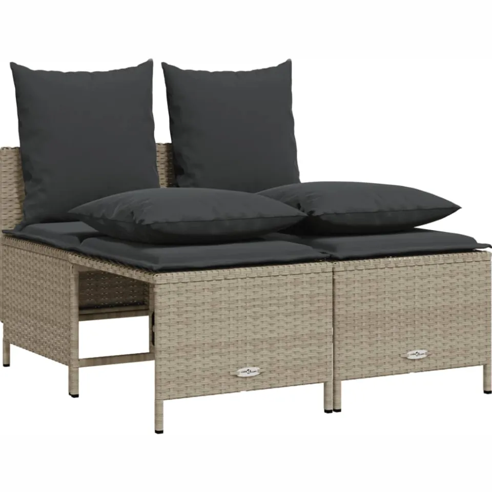 vidaXL 5-delige Loungeset met kussens poly rattan lichtgrijs grijs, foto 4