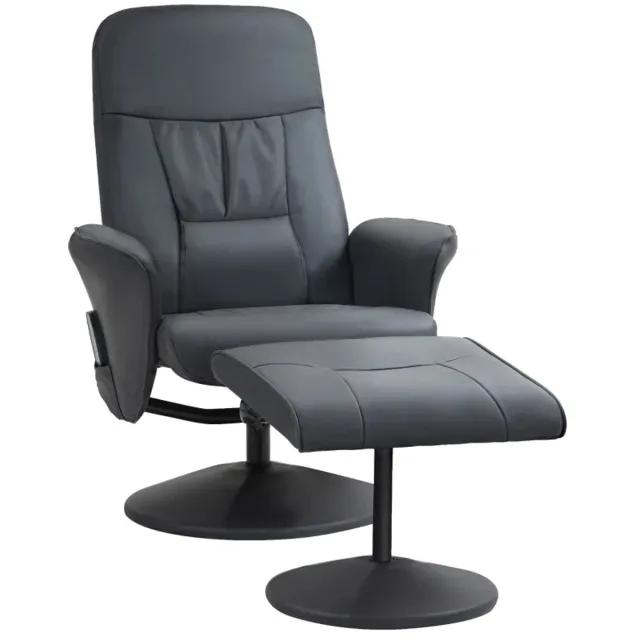 ZYLARO Elektrische Relaxfauteuil met Voetenbank - Massagestoel - 10 Massagepunten - 360° Draaibaar - Kantelbaar tot 145° - met Afstandsbediening - Verstelbare Rugleuning - tot 160 kg - Relaxstoel - TV Stoel - Loungestoel - Kunstleer - Donkergrijs