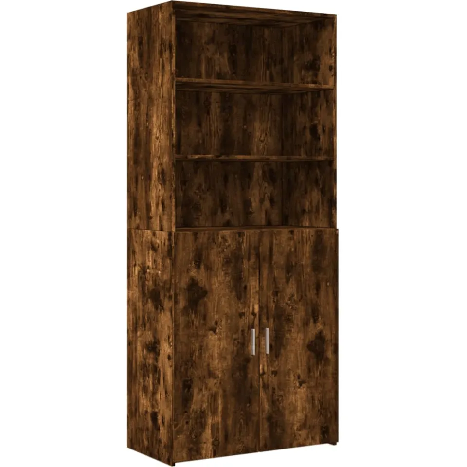 vidaXL Hoge kast 80x42,5x185 cm bewerkt hout gerookt eikenkleurig Bruin
