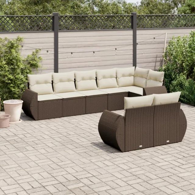vidaXL 8-delige Loungeset met kussens poly rattan bruin, foto 2