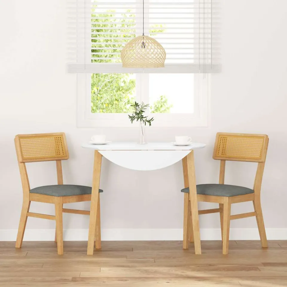 vidaXL Eetkamerstoelen met kussens 2 st massief hout rubber bruin, foto 3