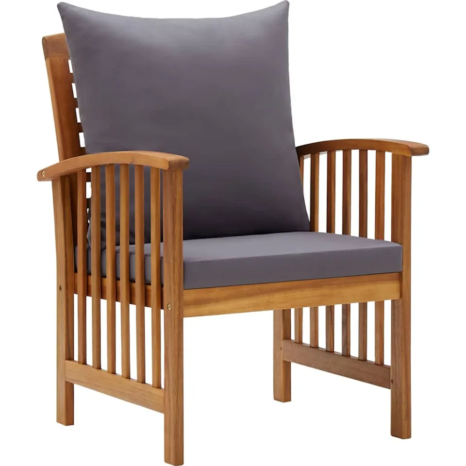 vidaXL 5-delige Loungeset met kussens massief acaciahout grijs, foto 4