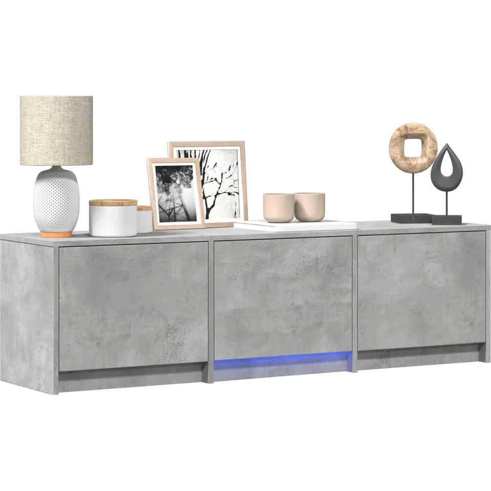 vidaXL TV-kast met LED 140x34x40 cm Betongrijs Geconstrueerd hout