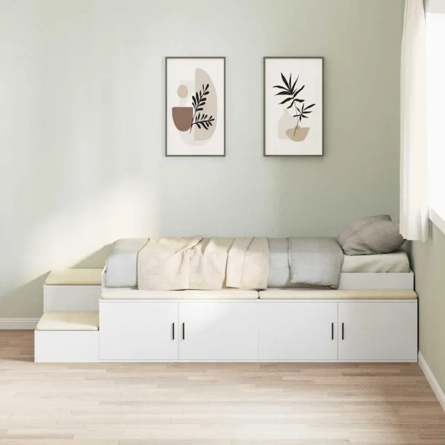 vidaXL Opbergbedframe Wit 75 cm Bewerkt hout