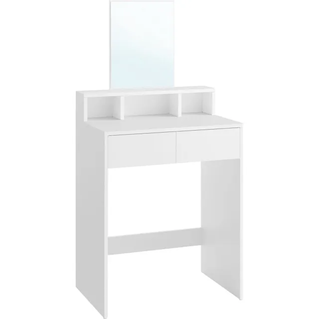 Klarven Kaptafel Wit - Kaptafel met Spiegel - Kaptafel Spiegel - 2 Lades en 3 Opbergvakken - Kantelbeveiliging
