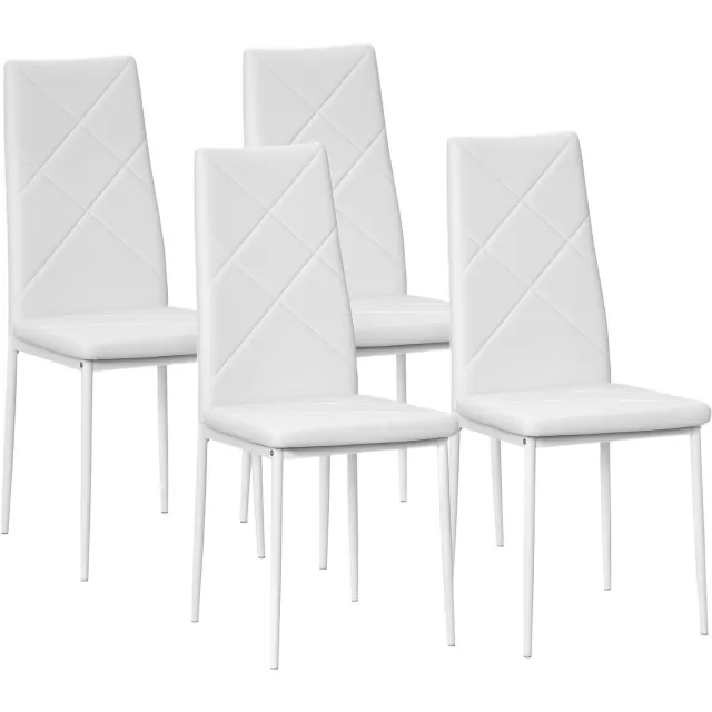 Atlasyx eetkamerstoelen - Eettafel stoelen - keukenstoelen - Set van 4 - Comfortabel - Kunstleer - 41 x 50 x 97 cm - Wit