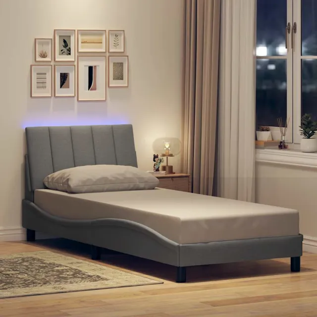 vidaXL Bedframe met LED zonder matras 80x200 cm stof lichtgrijs