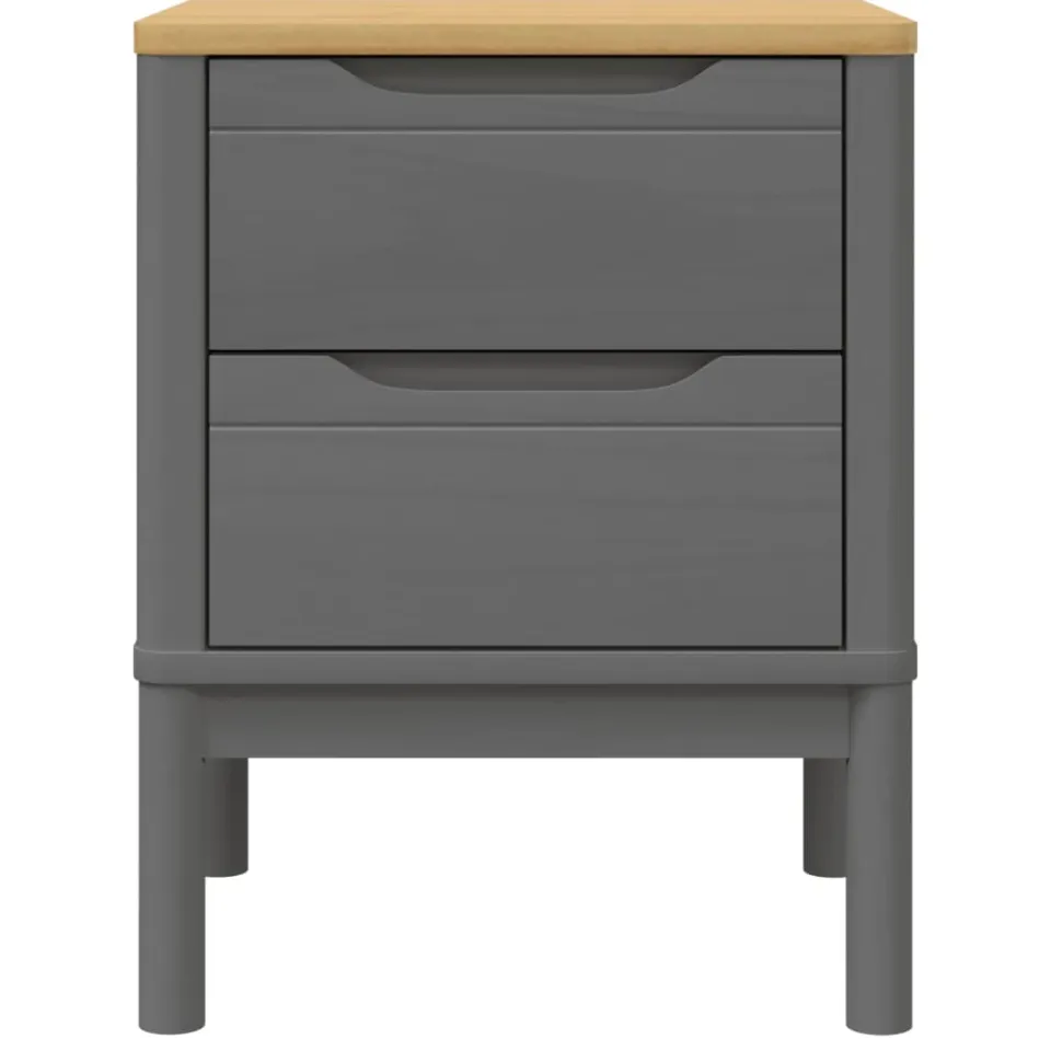 vidaXL Nachtkastje FLORO 45x39x57 cm massief grenenhout grijs, foto 4