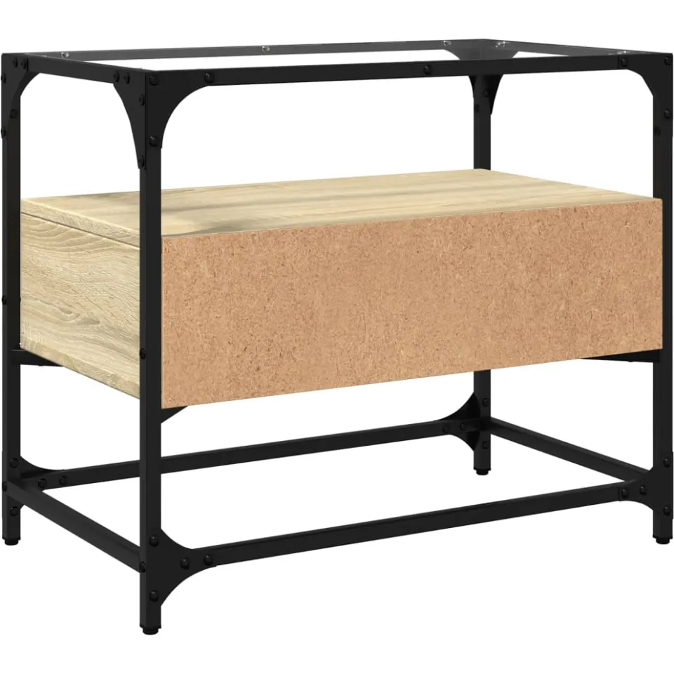 vidaXL Tv-meubel met glazen blad 60x35x51 cm bewerkt hout sonoma eiken, foto 4