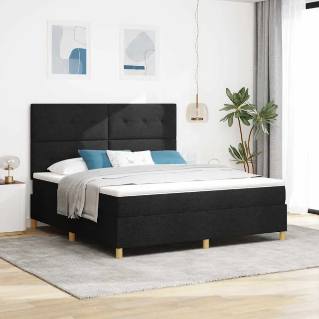 vidaXL LED Box Spring Bed met hoofdeinde Zwart 180 x 200 cm Stof