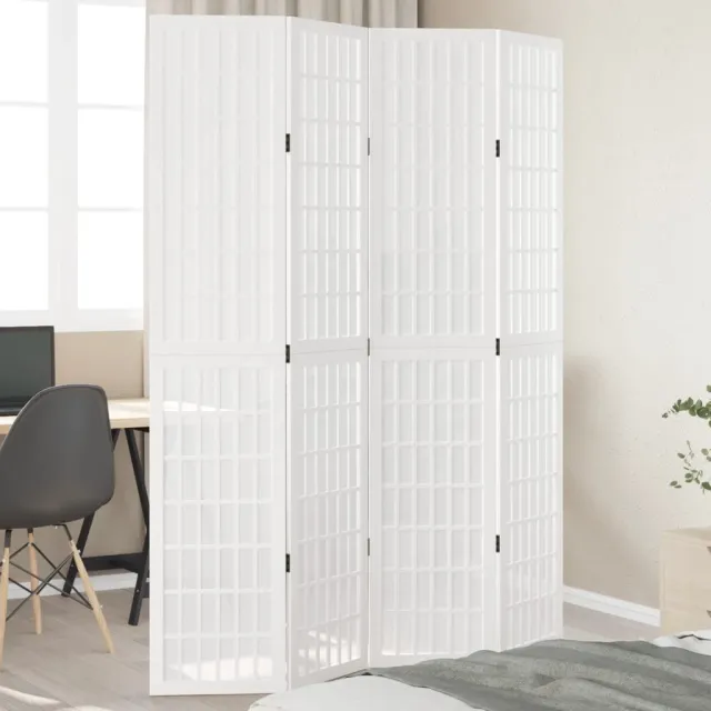 vidaXL Kamerscherm met 4 panelen massief paulowniahout wit, foto 2