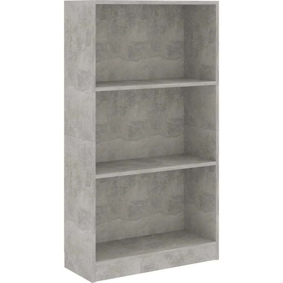 vidaXL Boekenkast met 3 schappen 60x24x109 cm bewerkt hout betongrijs
