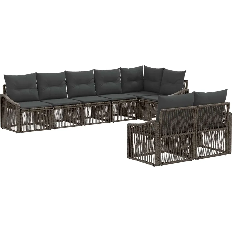 vidaXL Tuinbankenset 8 st 8-zits Grijs poly rattan, foto 3