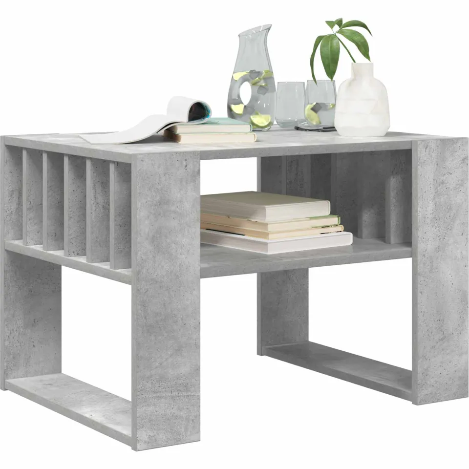 vidaXL Salontafel Beton Grijs 66 x 49,5 x 45 cm Bewerkt hout