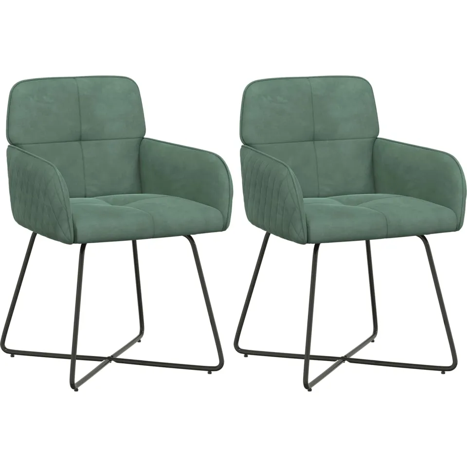 vidaXL Eettafelstoelen 2 st fluweel Zeegroen 59 x 56,5 x 86 cm groen, foto 3