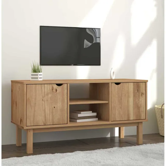 vidaXL Tv-meubel OTTA 113,5x43x57 cm massief grenenhout bruin, foto 2