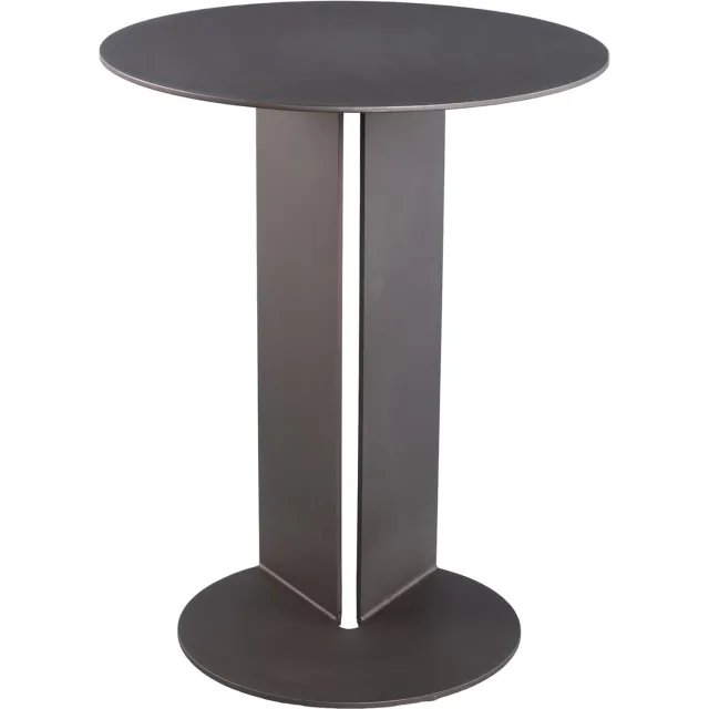 PTMD Aliece Dark Brown Iron Sofa Side Table Round Bruin