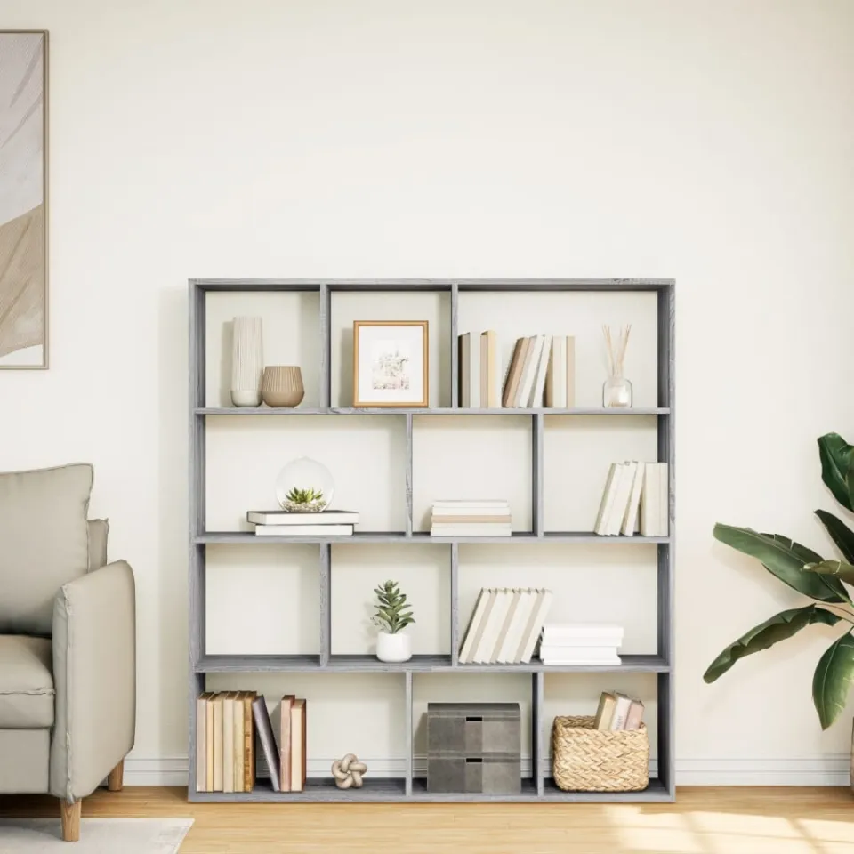 vidaXL Boekenkast 132x29x141,5 cm bewerkt hout grijs sonoma eiken, foto 4