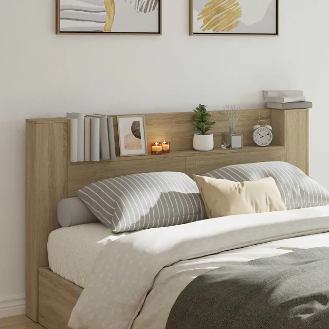 vidaXL Hoofdbord Kast met LED Sonoma Eiken Bewerkt hout Tan
