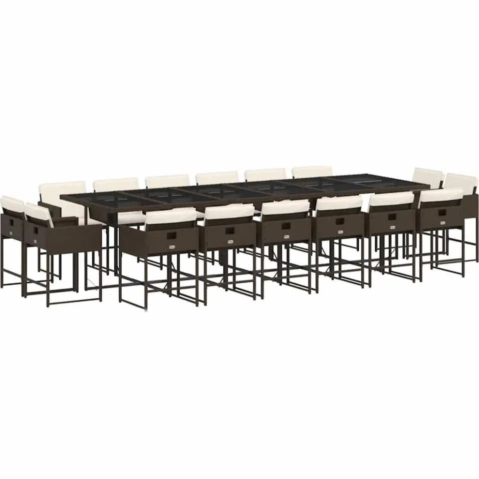 vidaXL 17-delige Tuinset met kussens poly rattan bruin, foto 3