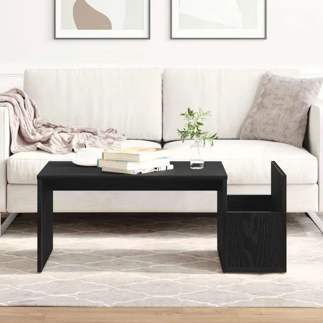 vidaXL Salontafel Zwart Eiken 90 x 45 x 35 cm Bewerkt hout