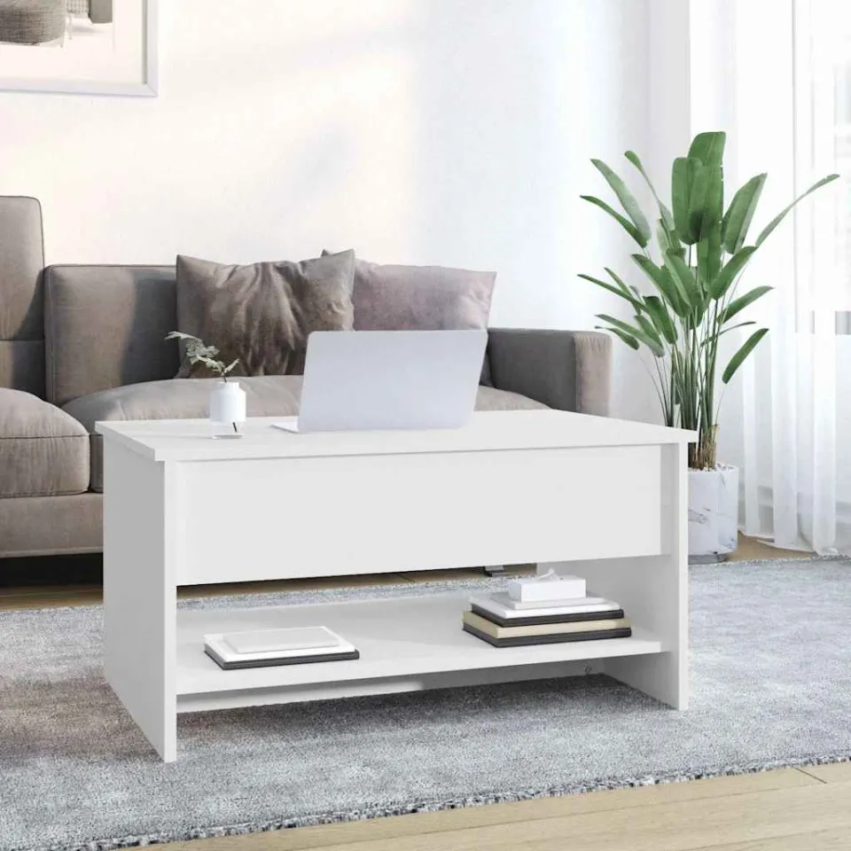 vidaXL Salontafel 80x50x40 cm bewerkt hout wit, foto 3