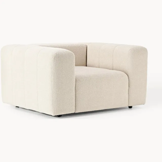 Westwing Collection Bouclé loungefauteuil Lena Beige