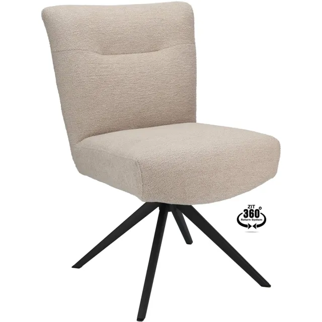 Icon Living Stoel Molly Stof Gear Natural Leg Black 360° Return-system Wit
