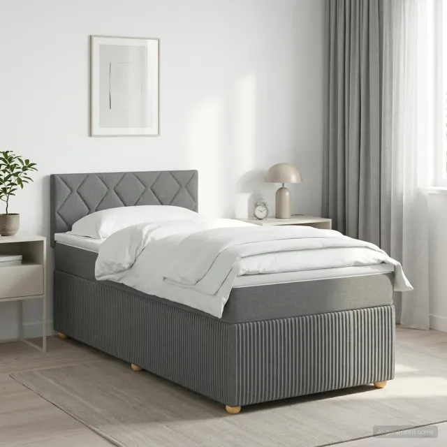 vidaXL Boxspringbed met matras Donkergrijs 90 x 190 cm Stof
