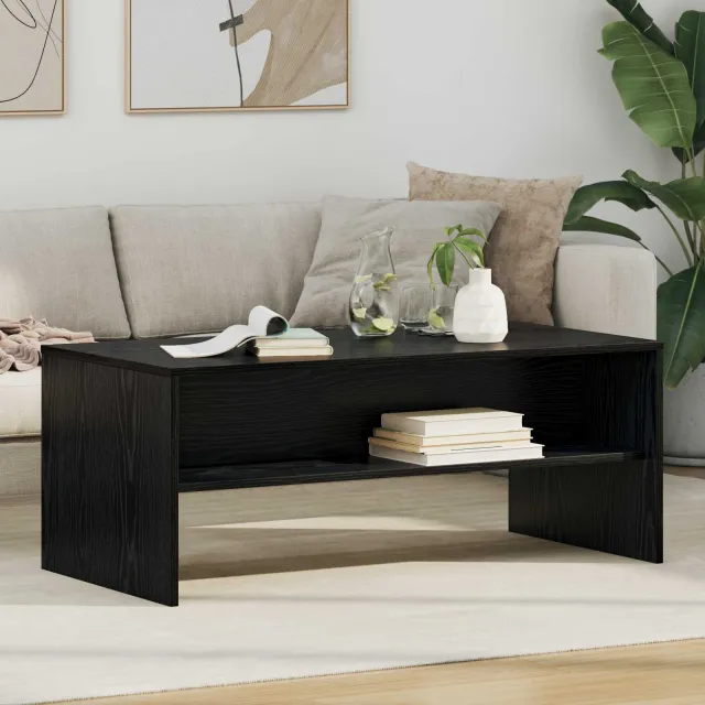 vidaXL Salontafel Zwart Eiken 100 x 50 x 40 cm Bewerkt hout, foto 2