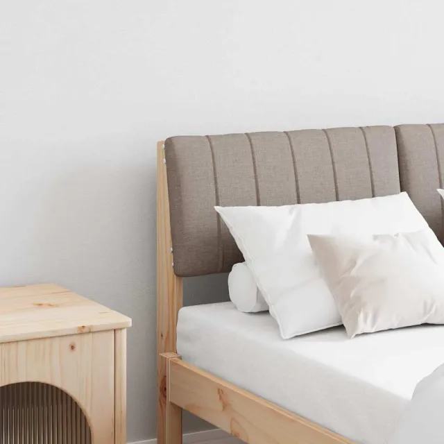 vidaXL Gestoffeerd hoofdbord Taupe 120 cm Massief grenenhout Bruin