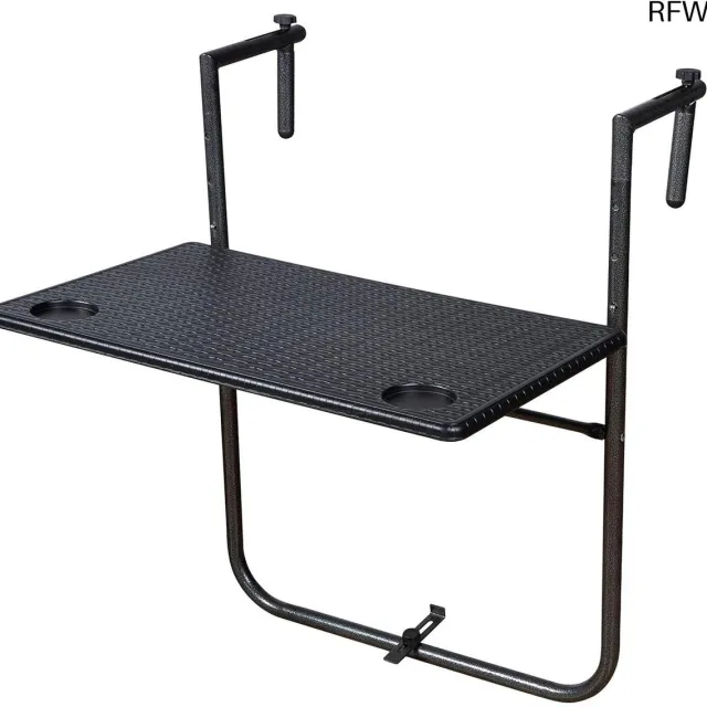RFWR Hoekige balkonhangtafel in antraciet - opvouwbaar en verstelbaar - 60x61 cm