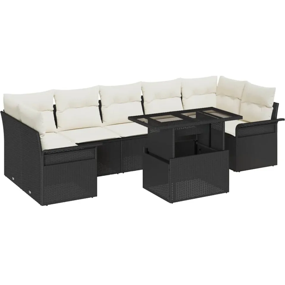 vidaXL Tuin Sofa Set 8 st Zwart poly rattan
