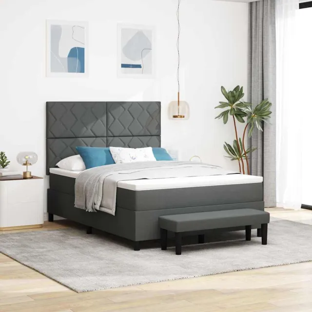 vidaXL Boxspringbed met hoofdeinde Donkergrijs 140 x 190 cm Stof