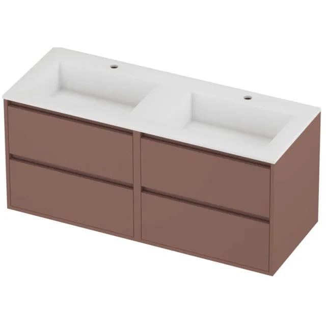 Proline Aristo Badmeubelset Polystone Elegant 4 Laden 120x46x54 cm Glans Wit Beauty Blush Rosé Goud